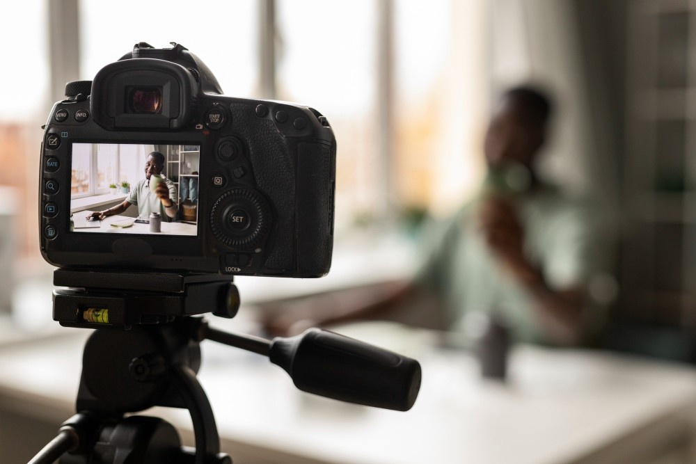 Setting up a DSLR camera for business video production in Hwy 90a Commercial Park