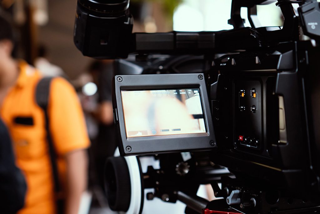 Close-up of camera monitor used by a professional promotional videos agency Sugar Land crew.