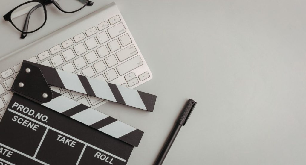 Corporate video production company Sugar Land on set, starting a professional film project with a clapperboard.