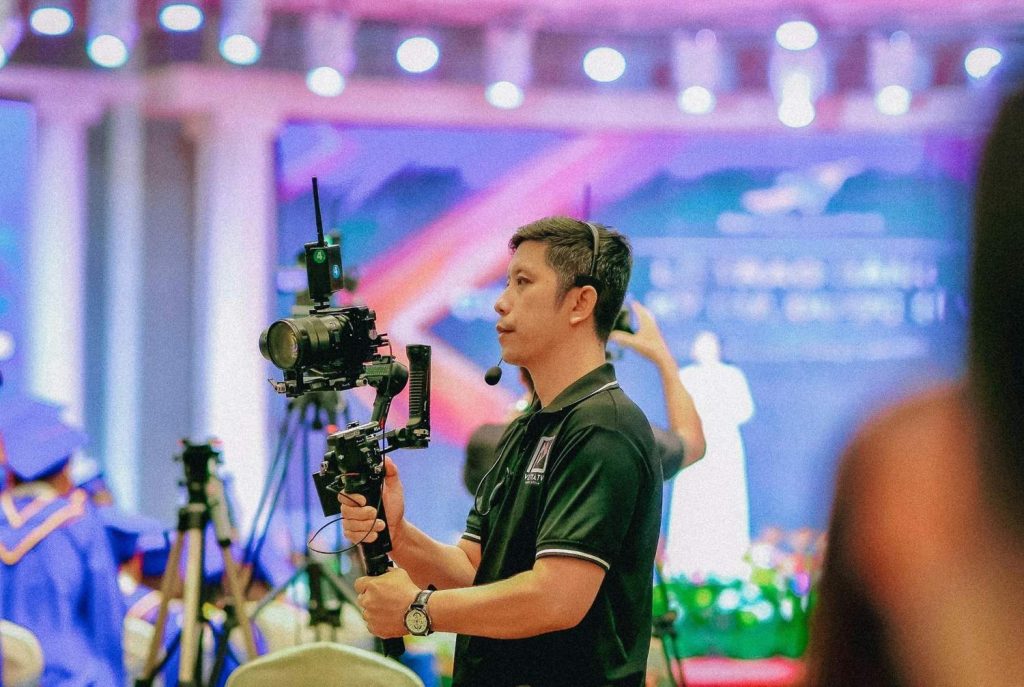 Expert gimbal operator from a commercial video production company Sugar Land capturing smooth cinematic event footage.